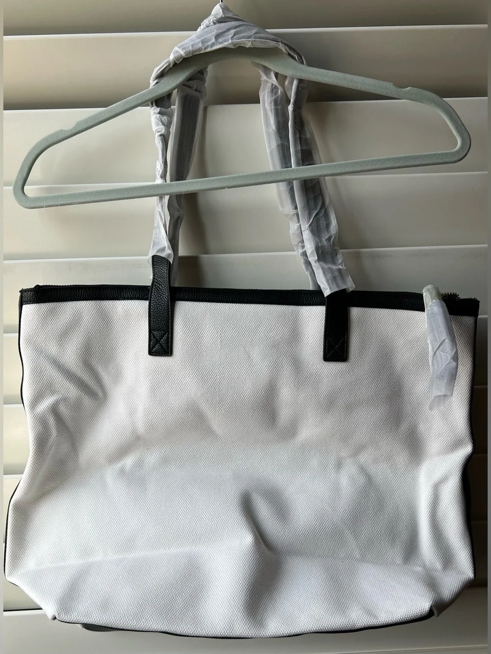 Walter Baker Carly Bag Classic White Tote Bag with Black Trim